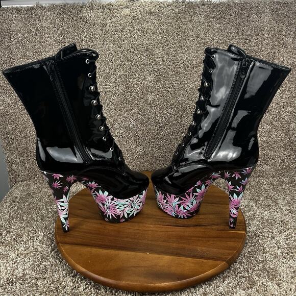 Ellie 7" Stiletto Women's 11 Lace Up Boots Print Wrapped Pf Shoes 709/Juicy - Picture 7 of 10